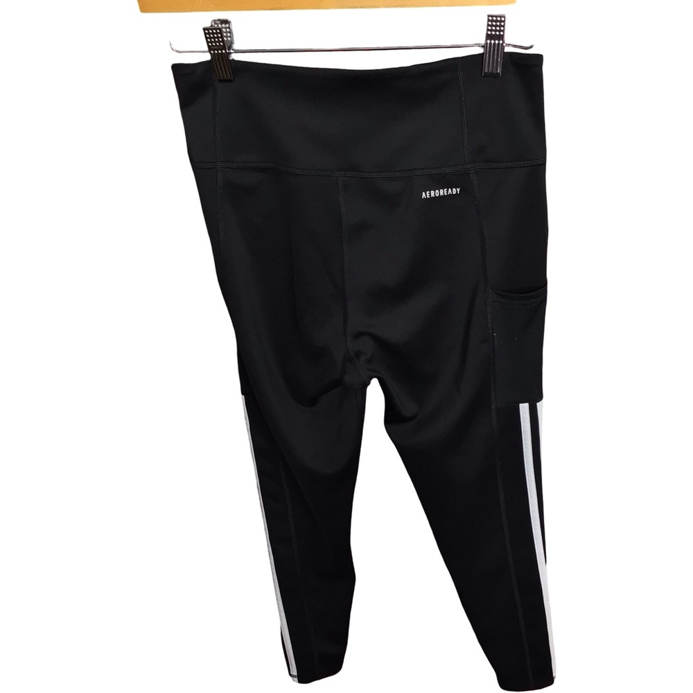 Adidas Kids Black and White Striped Leggings - Picture 2 of 5